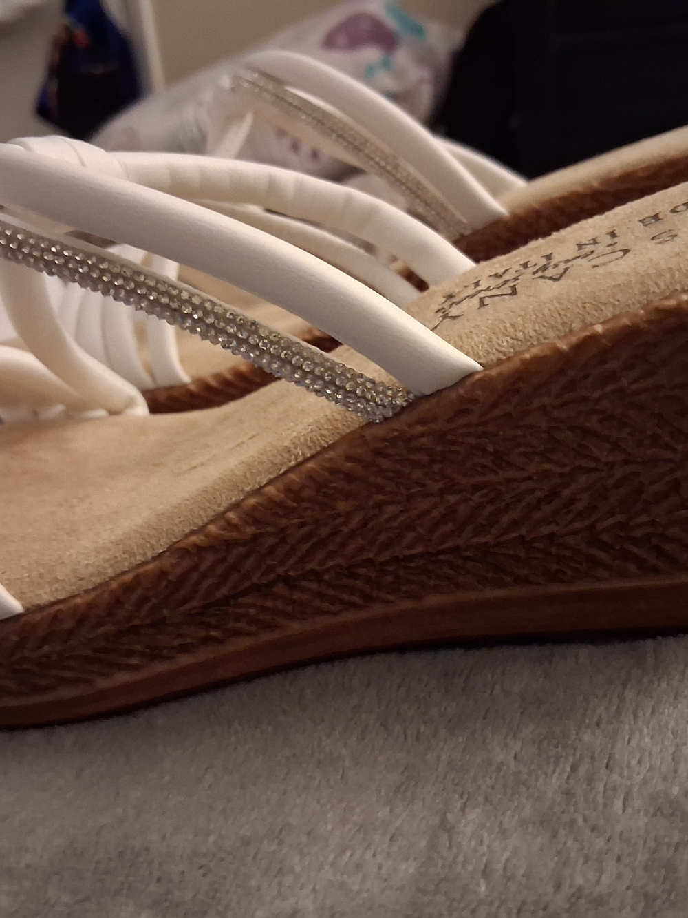 easy street White Slip-On Sandals with Silver Braid - Picture 6 of 15